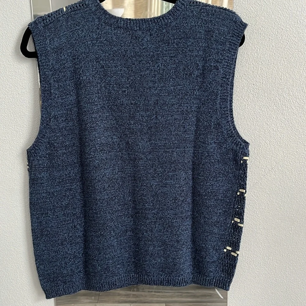 Vintage Koret Blue Knit Button Up Vest - Picture 7 of 7